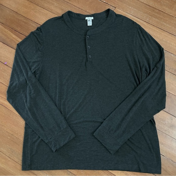 Eberjey Henley Tencel Modal Long Sleeve Charcoal - Picture 2 of 6